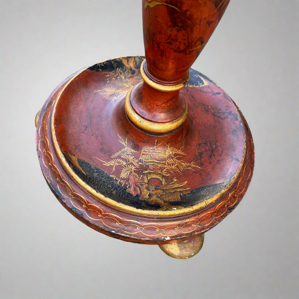 Unique red Chinoiserie lamp circa 1920