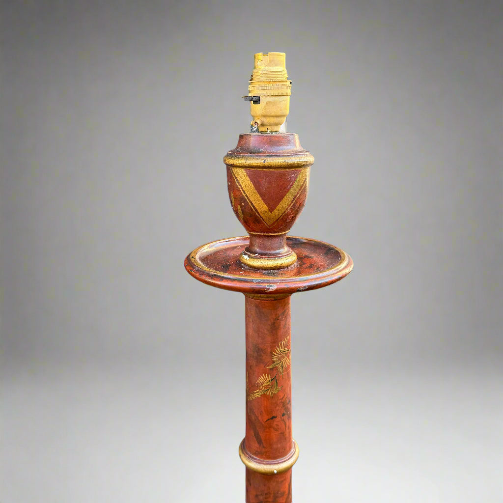 Unique red Chinoiserie lamp circa 1920