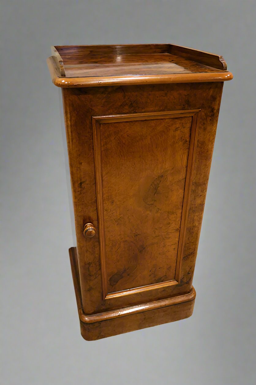 Antique Burr Walnut Bedside Cabinet