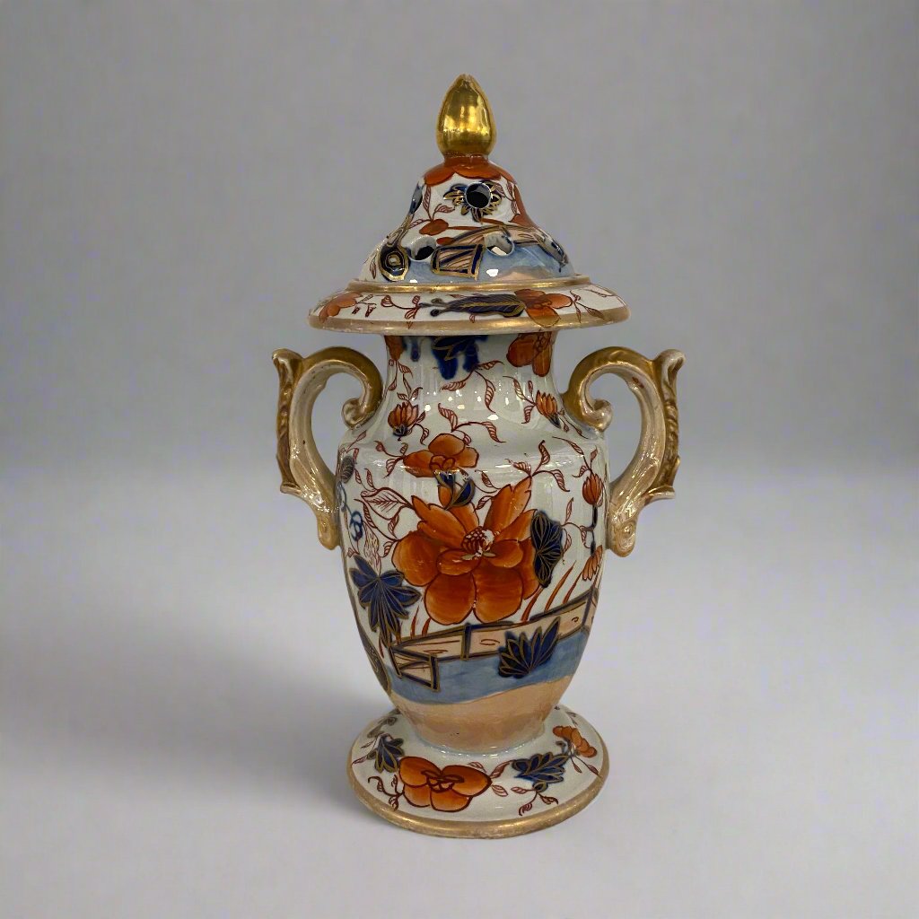 Antique Masons lidded vase