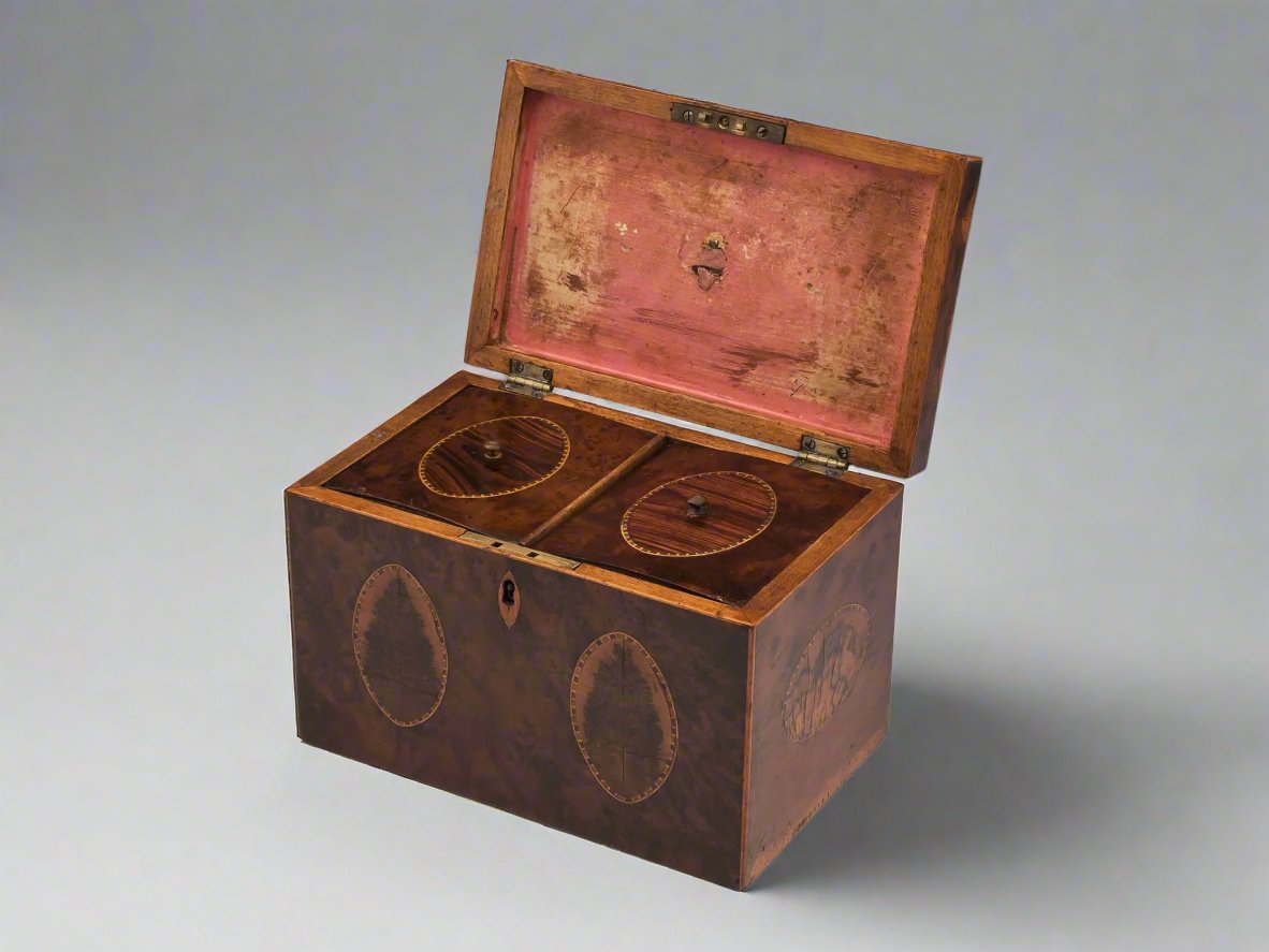 Antique burr yew tea caddy2