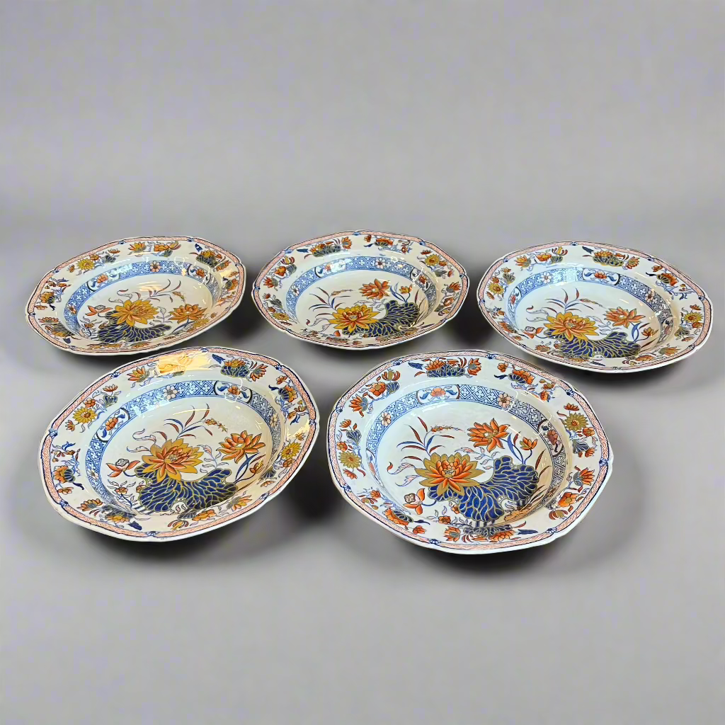 Antique water lily pattern plates 