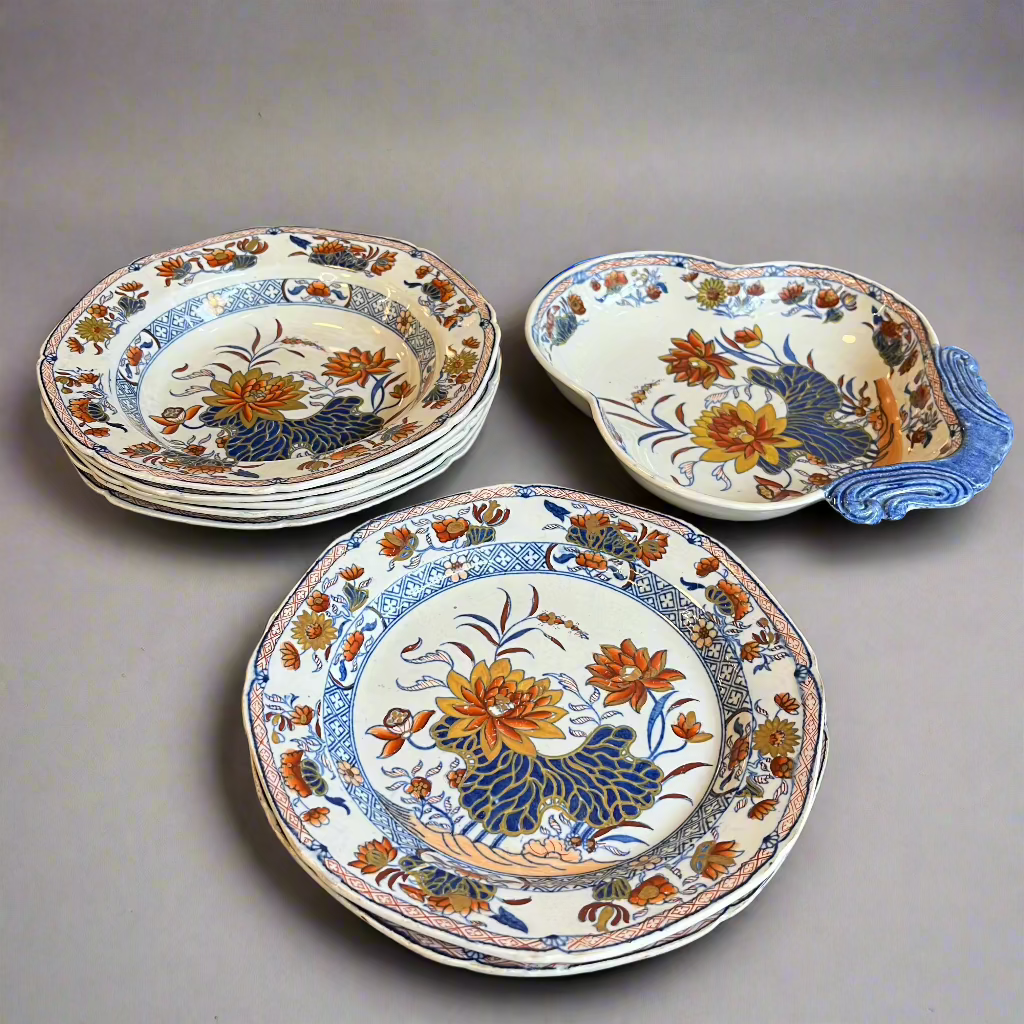 Antique water lily pattern plates 