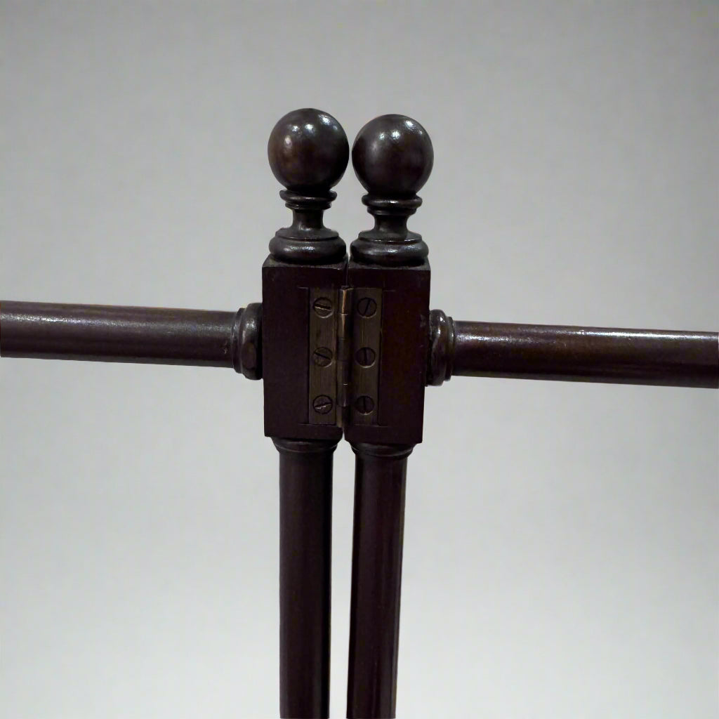 19th century mahogany folding towel stand with turned rails 