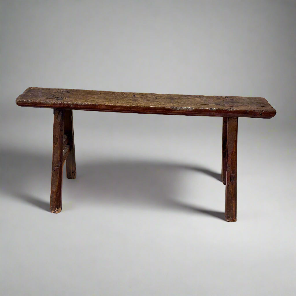 Early 19th century rustic elm bench 