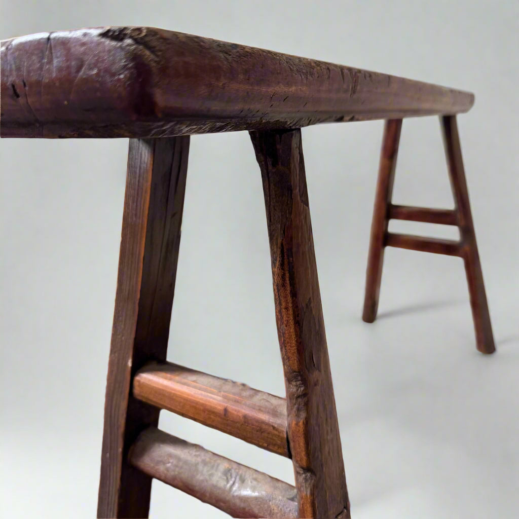 Early 19th century rustic elm bench 
