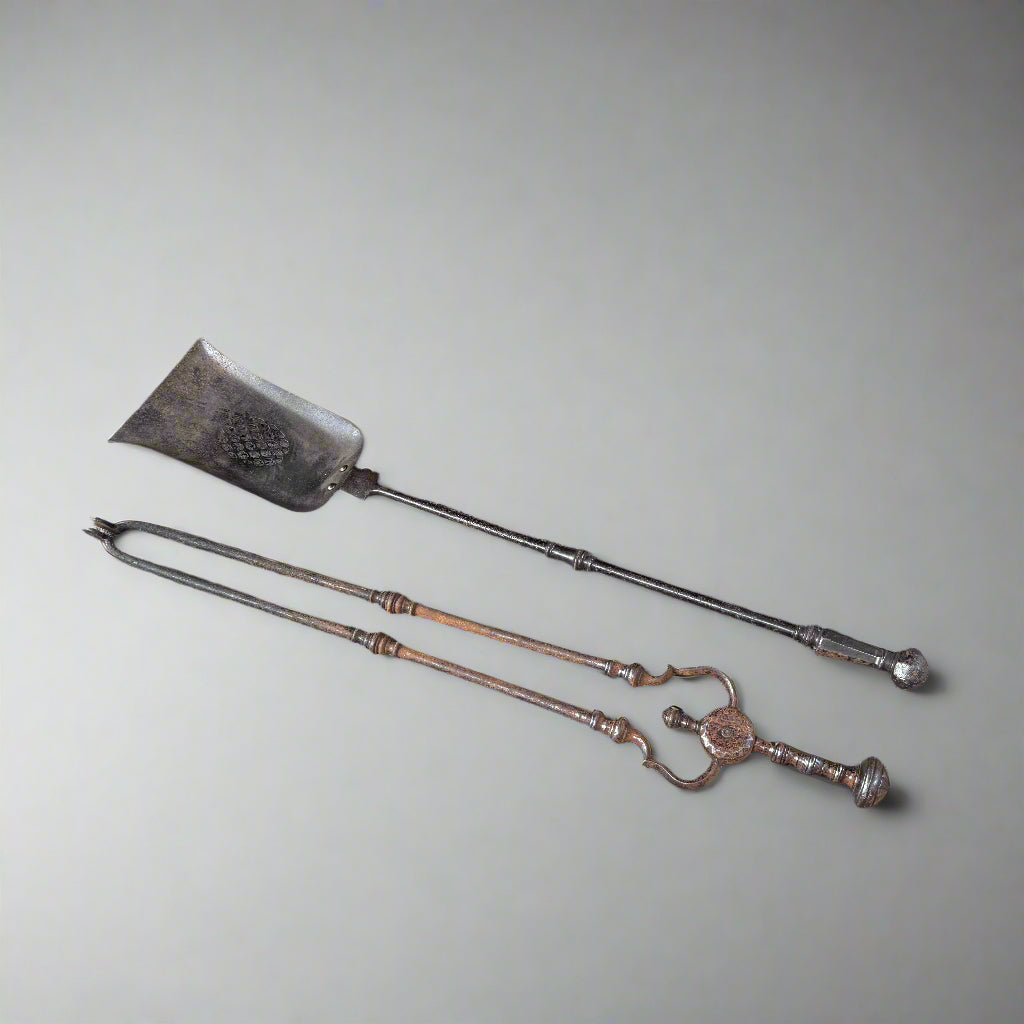 Pair of 19th century steel fire irons