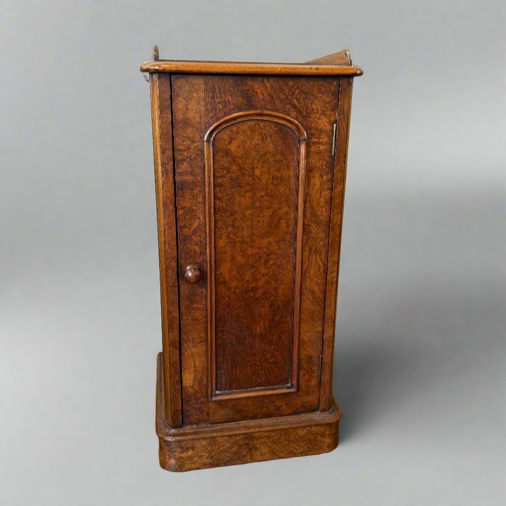 Victorian burr walnut bedside cabinet