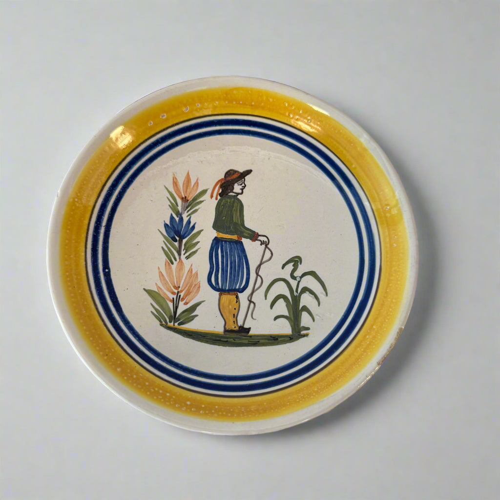 Hand painted Faience collectable plate made in Quimper, France
