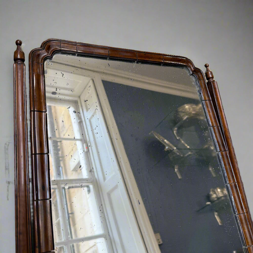18th century walnut adjustable box mirror with three cavetto moulded drawers 