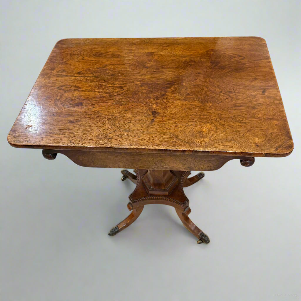 Regency rosewood rectangular side table with single drawer 