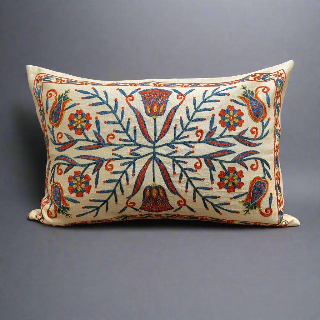 hand embroidered silk suzani cushions from uzbekistan