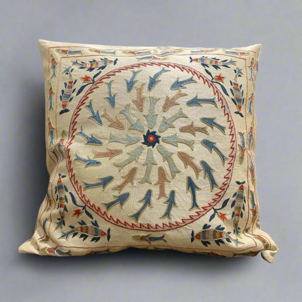 hand embroidered silk suzani cushions from uzbekistan