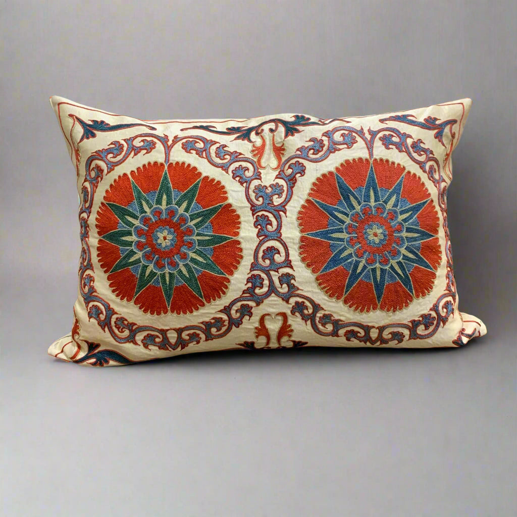 hand embroidered silk suzani cushions from uzbekistan