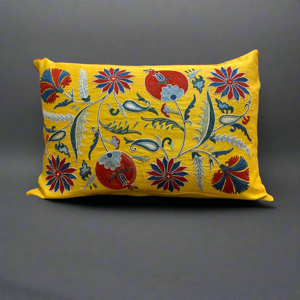 hand embroidered silk suzani cushions from uzbekistan