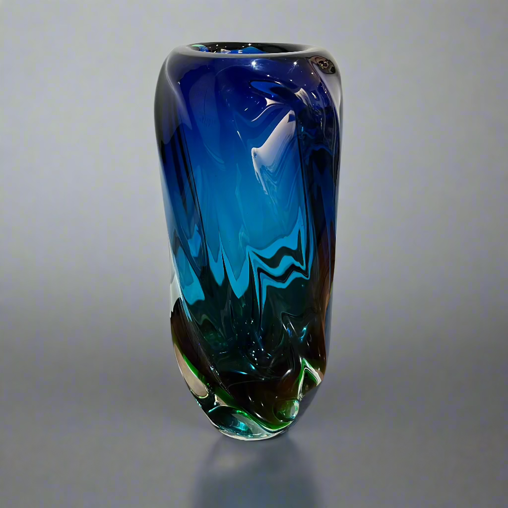 Blue art glass vase