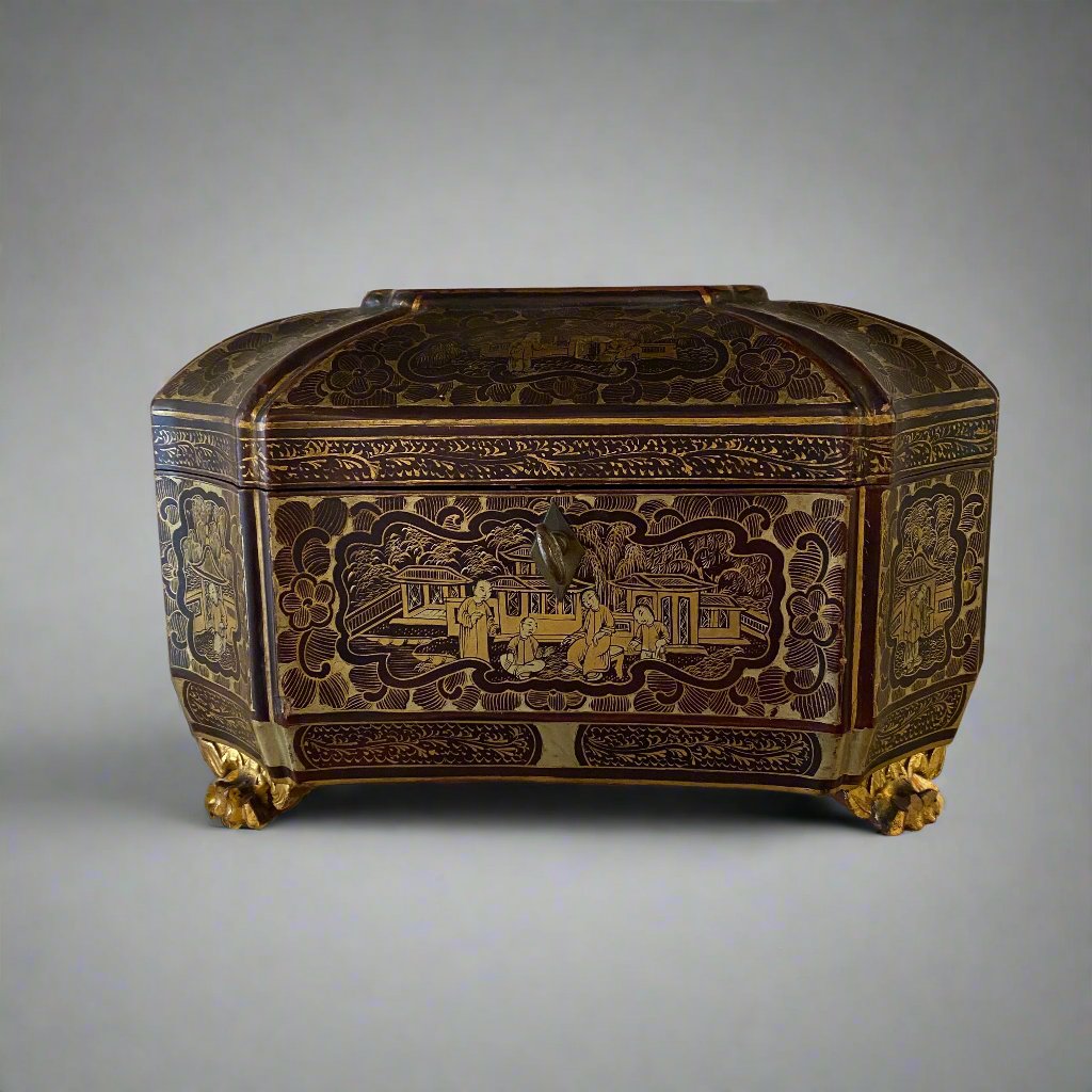 Chinese lacquered tea caddy