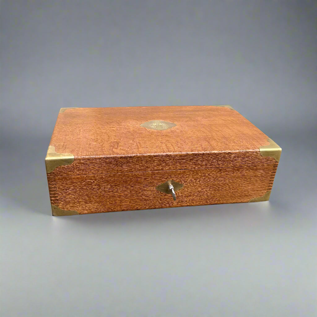 French oak document boxes with unknown crest by Touron Paris circa 1880