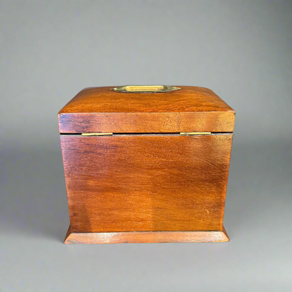 Walnut drop front jewellery box circa 1880 with original lining, key, bevelled glass