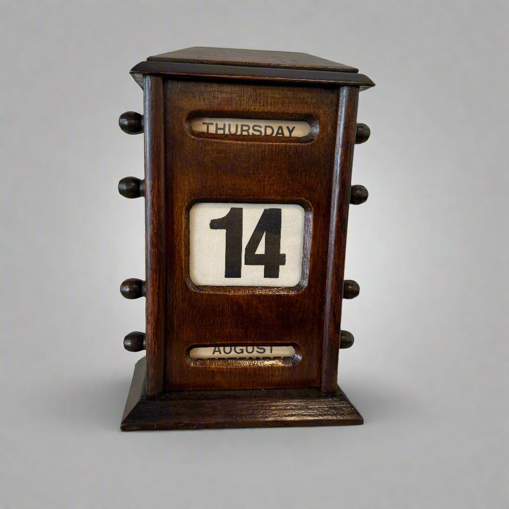 Original oak Victorian desk calendar 