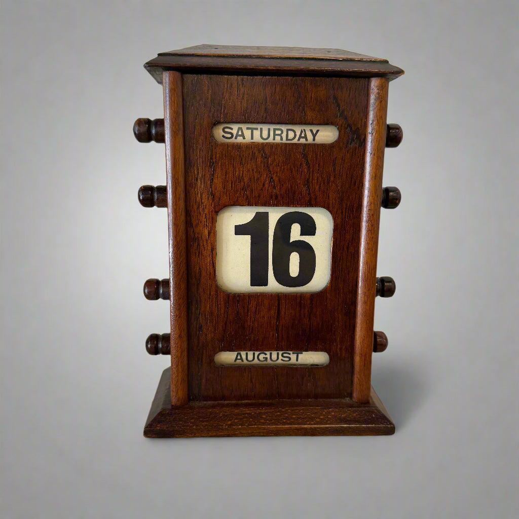 Original oak Victorian desk calendar 