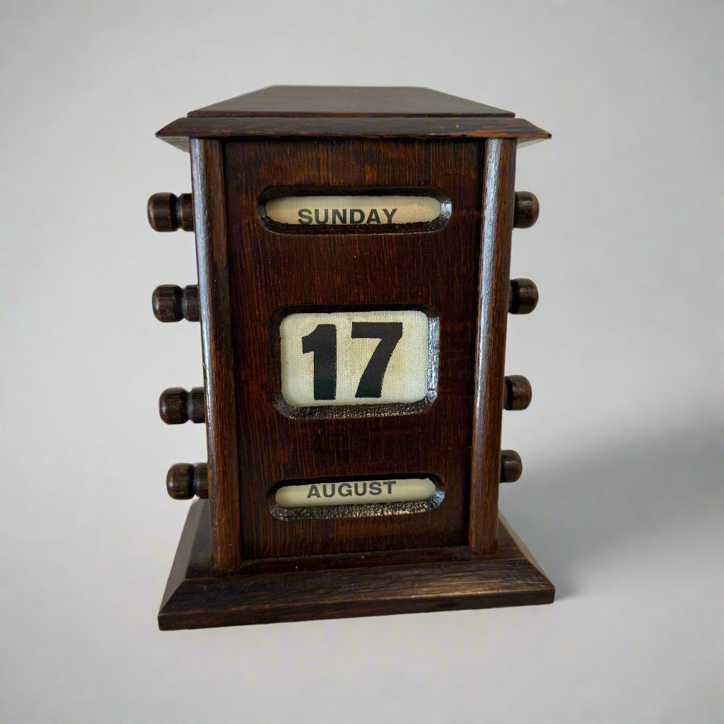 Original oak Victorian desk calendar