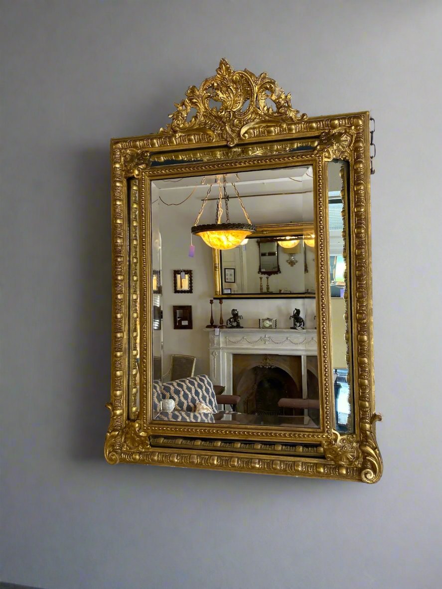 French cushion giltwood mirror