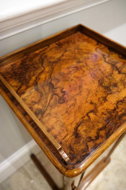 Antique Mid 19th Century Burr Walnut Bedside Cabinet