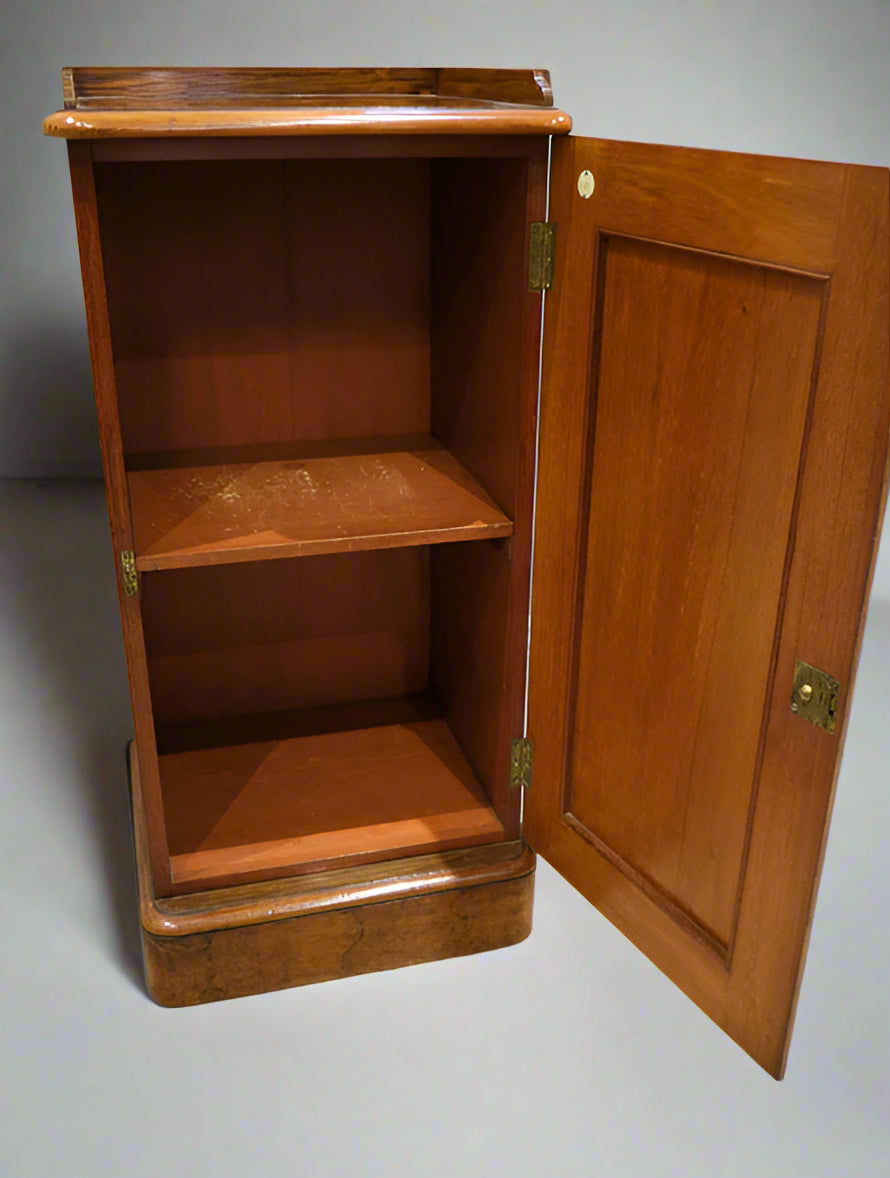 Antique Mid 19th Century Burr Walnut Bedside Cabinet