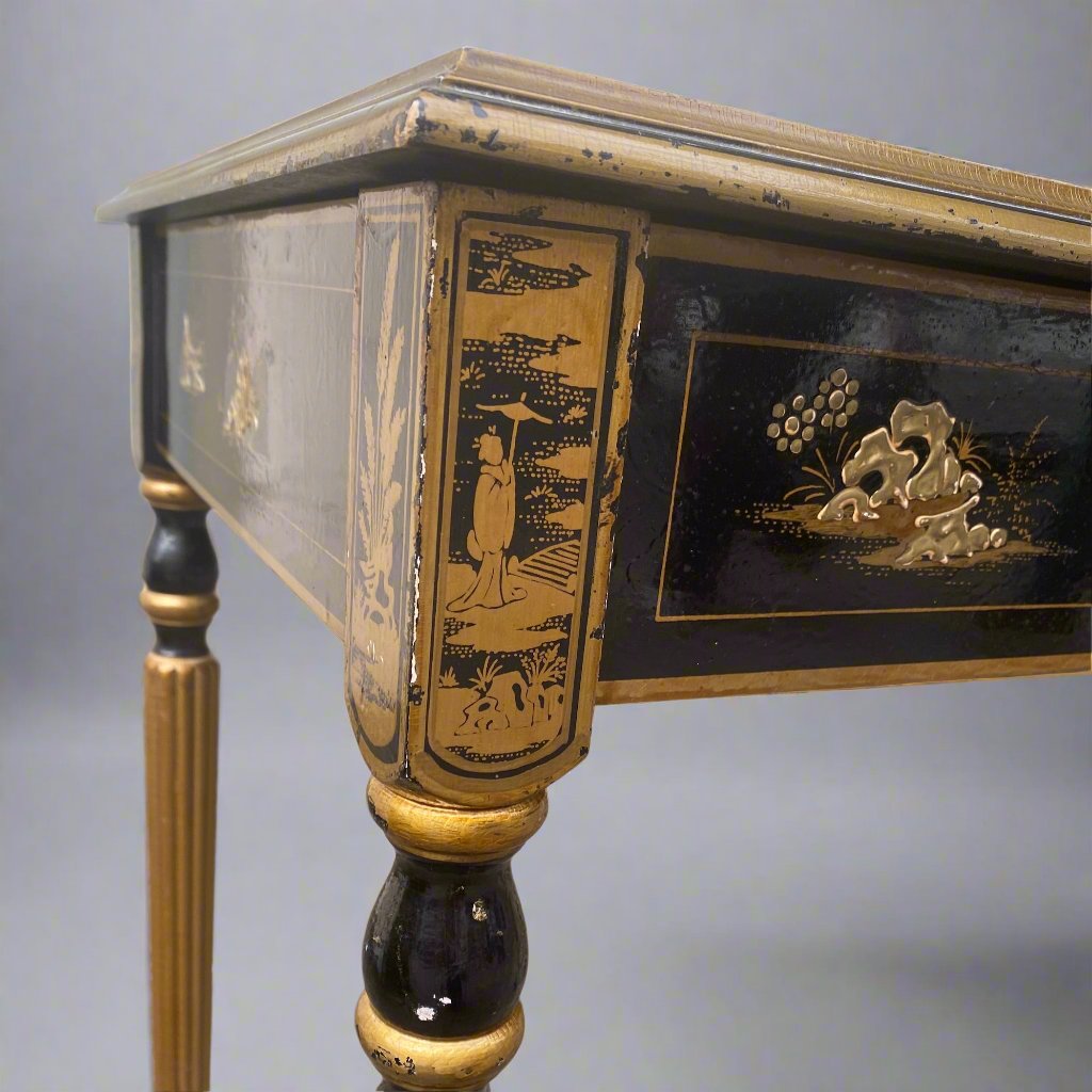 Leather top chinoiserie desk