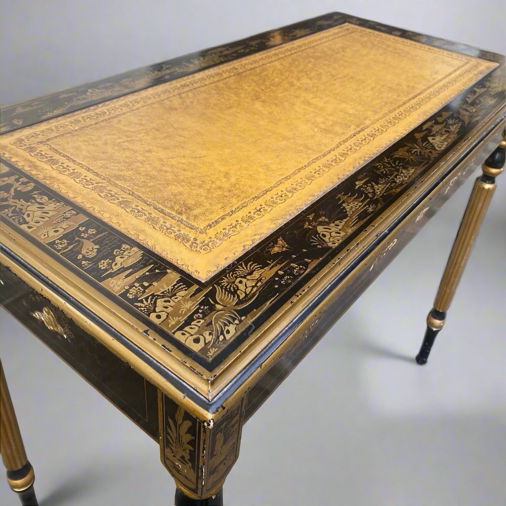 Leather top chinoiserie desk