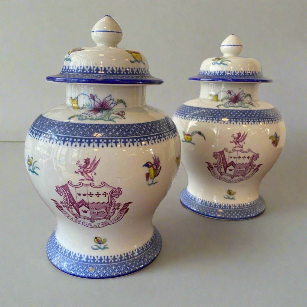 Pair of lidded spode vases