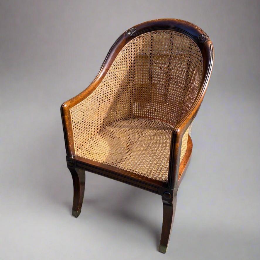 Regency caned bergere chair