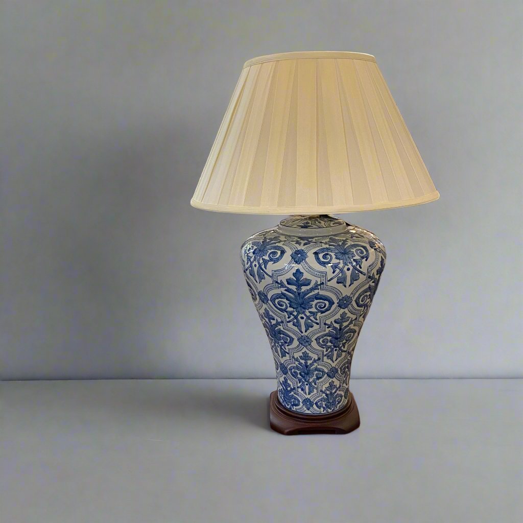 blue white porcelain lamp