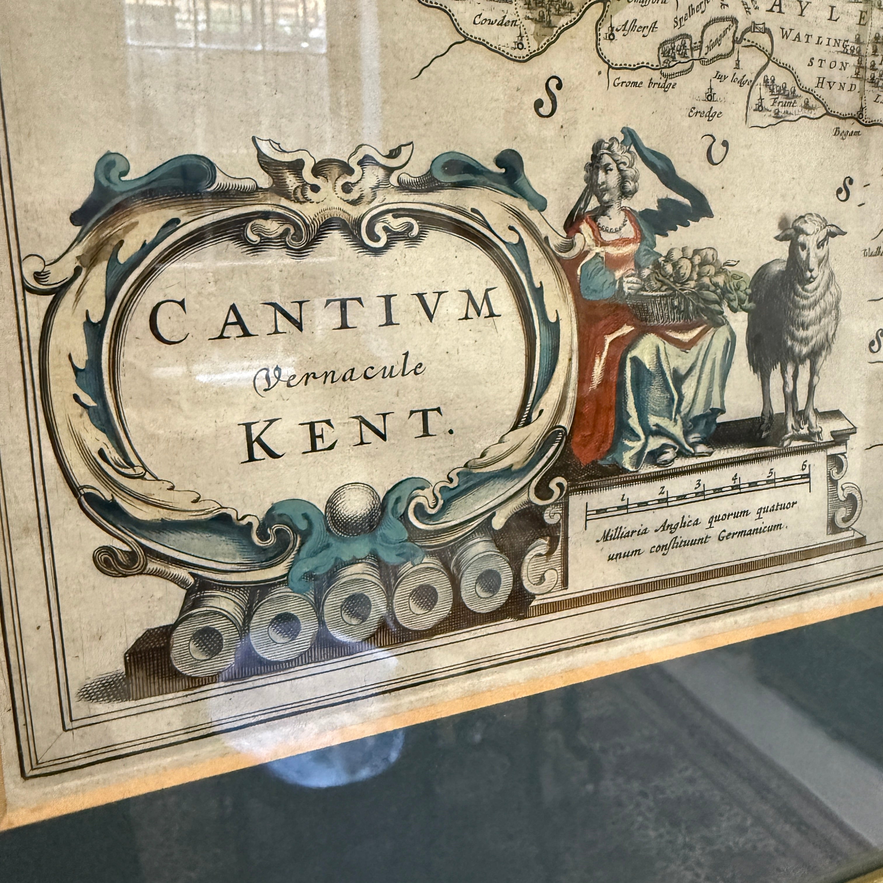 Finely engraved 17th century map of Kent which was published in Joan Blaeu’s Theatrum Orbis Terrarum Sive Atlas Novus (Amsterdam: Latin Text Edition, 1645-1646, 1648)