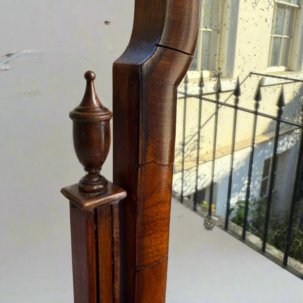 Late 19th century walnut cheval mirror in the Queen Anne style 