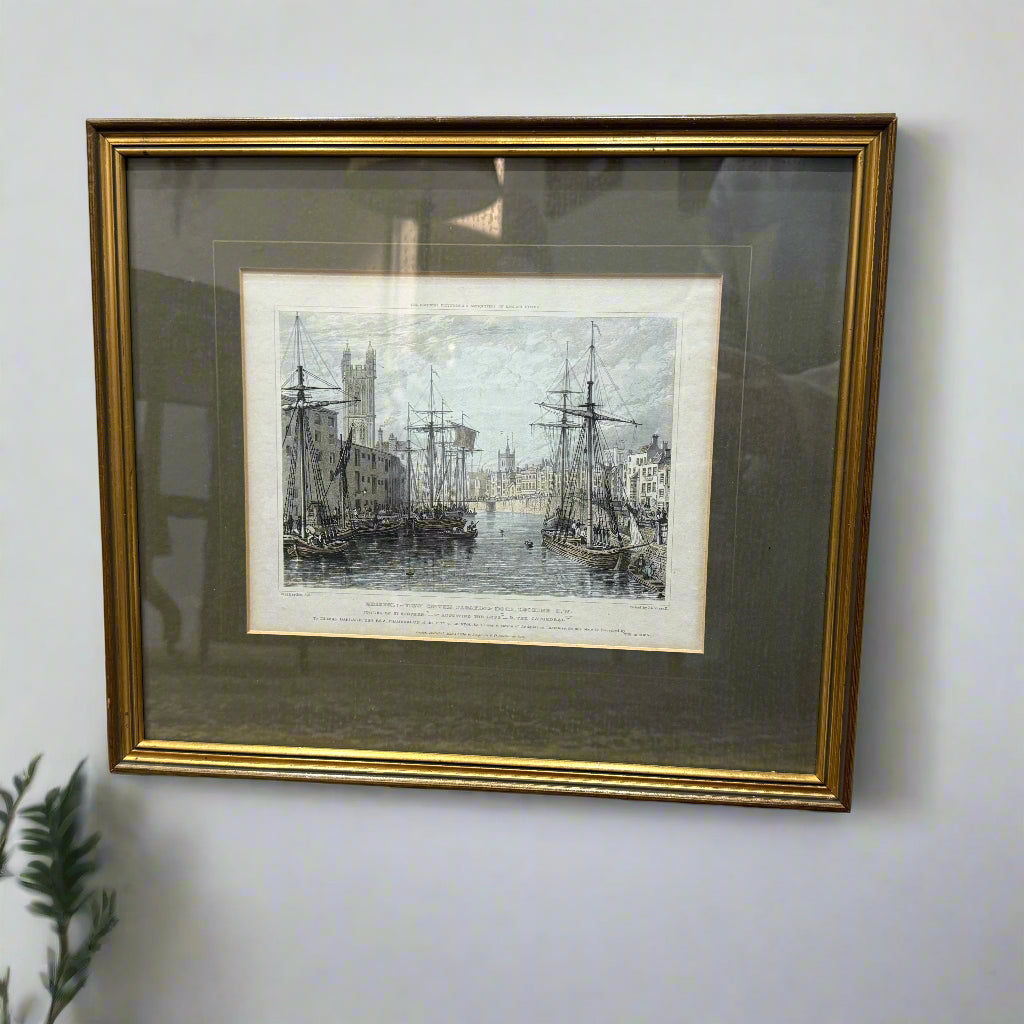 Original print of Bristol docks circa 1830