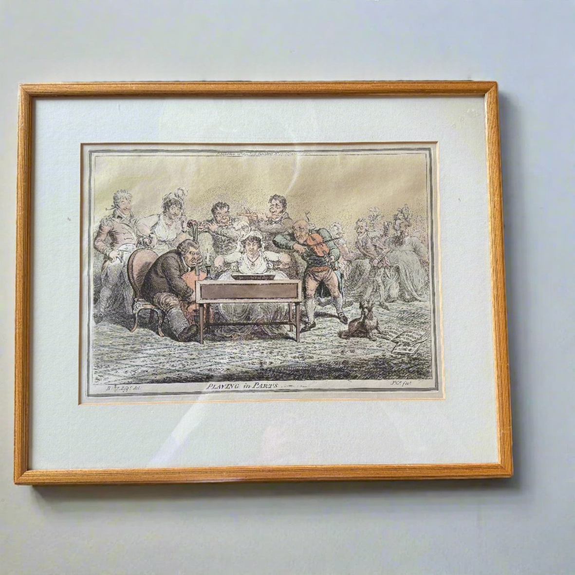 Handcoloured etching and aquatint of "Playing in Parts" by James Gillray after Brownlow North (London 1801) 