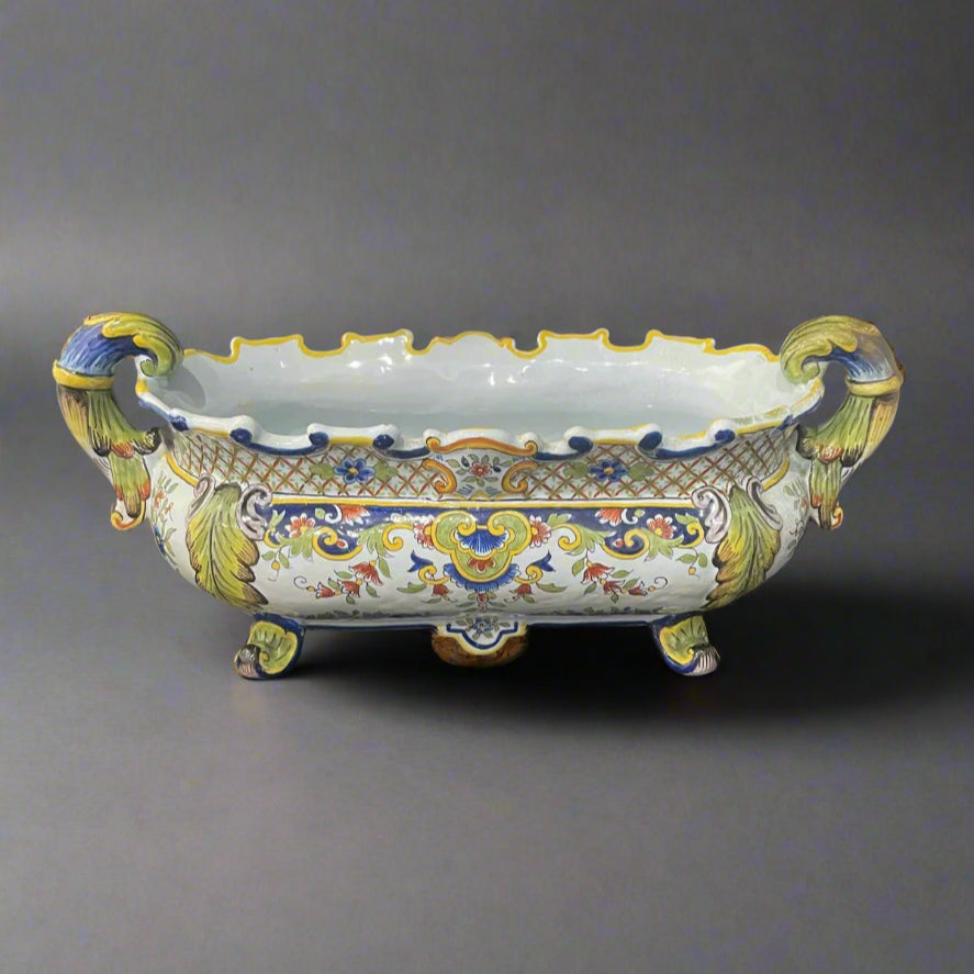 Late 19th century French Faience jardiniere / planter made in Desvres