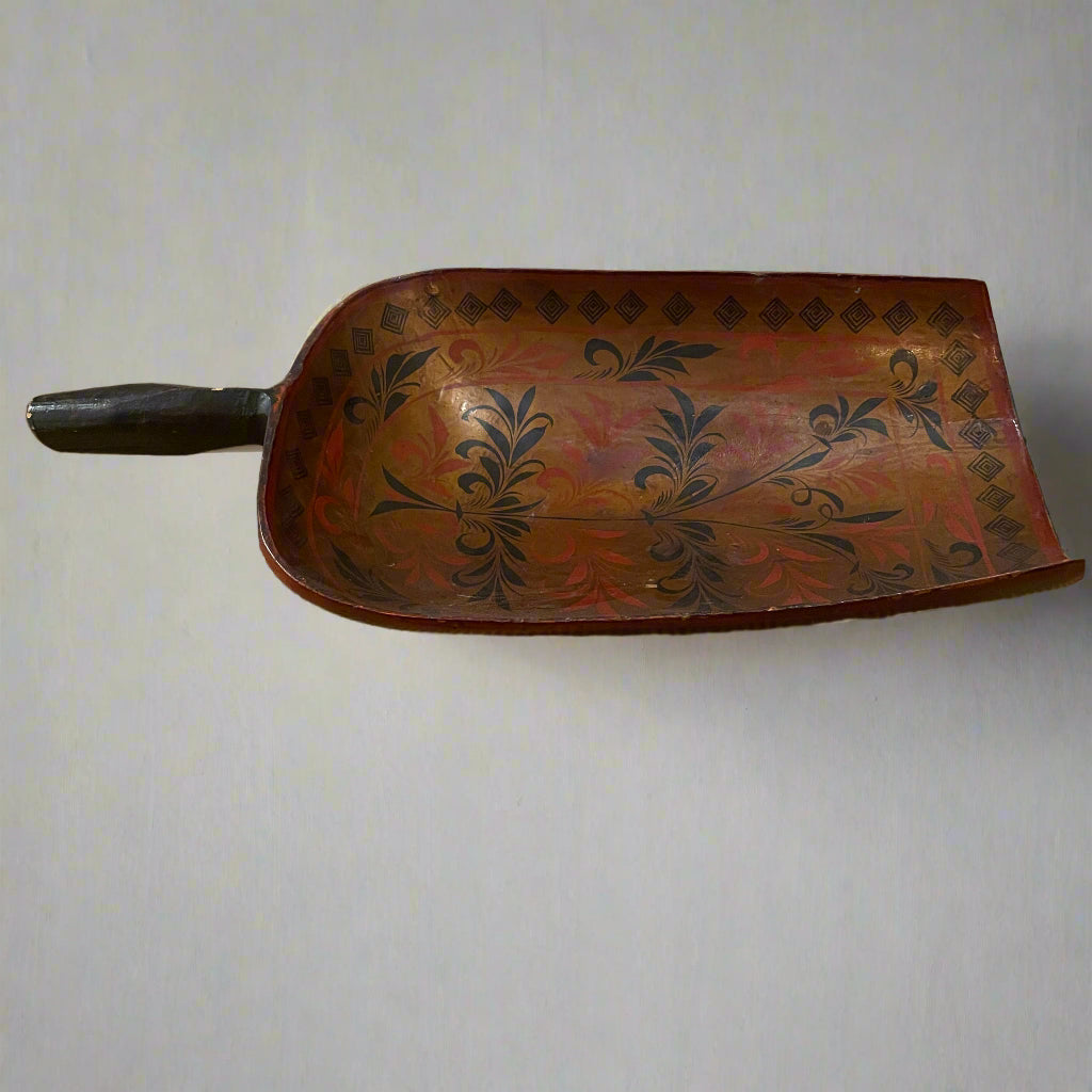 Early 20th century painted papier mache flour scoop 