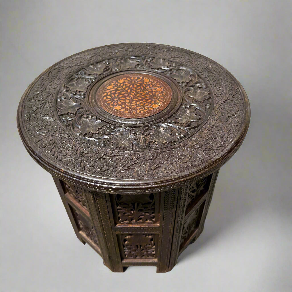 19th century pair of Indian carved wooden tables