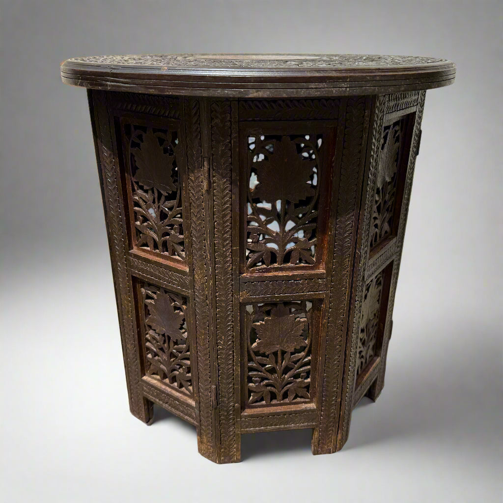 19th century pair of Indian carved wooden tables
