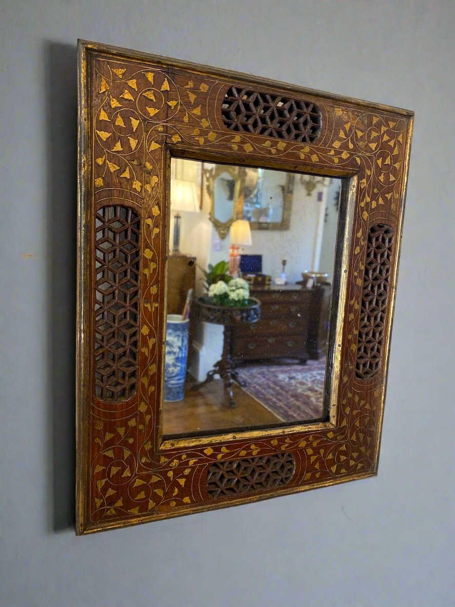 brass inlaid kashmiri mirror