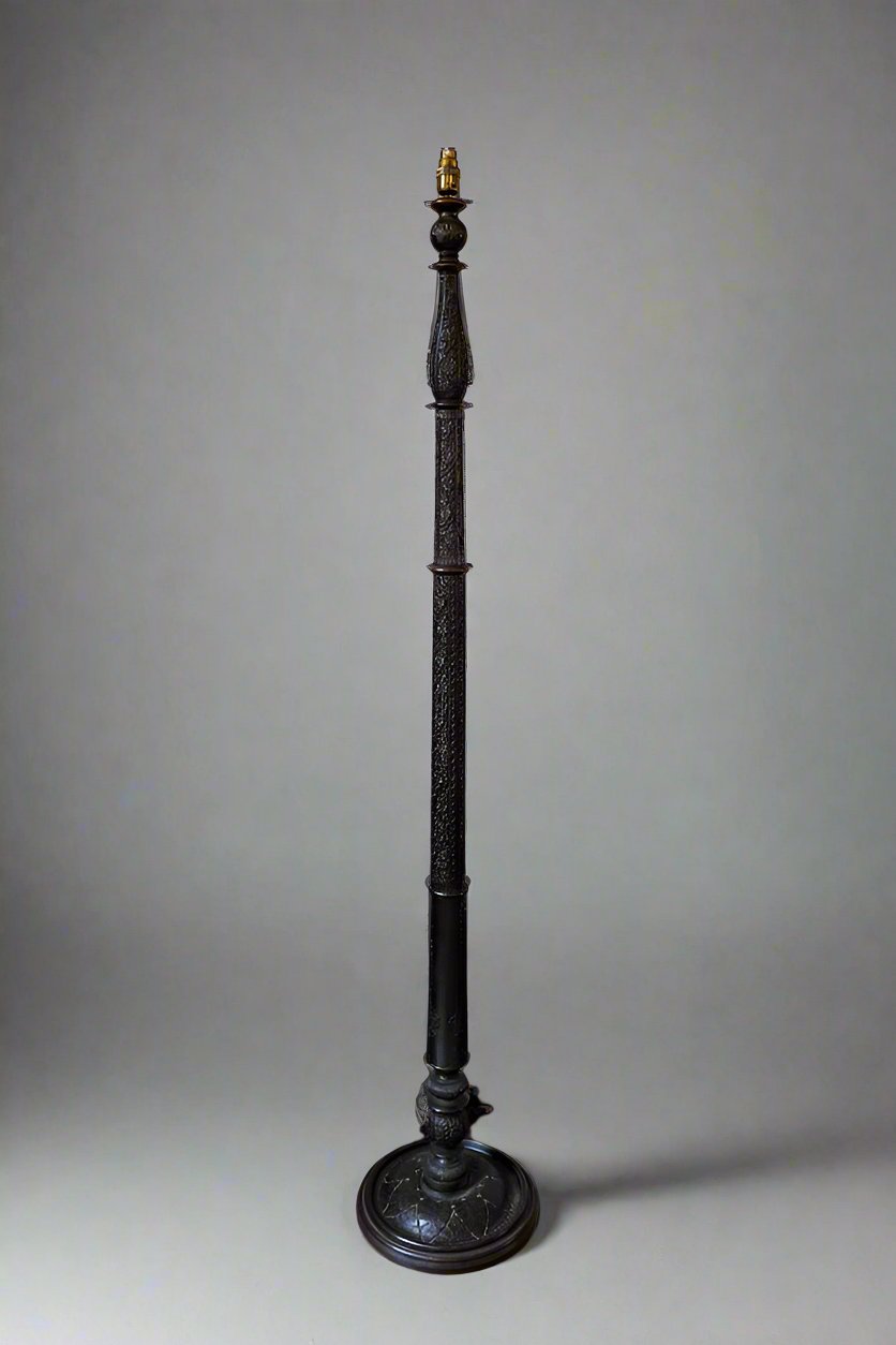 carved kashmiri standard lamp