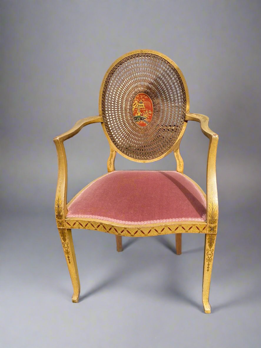 chinoiserie caned chair