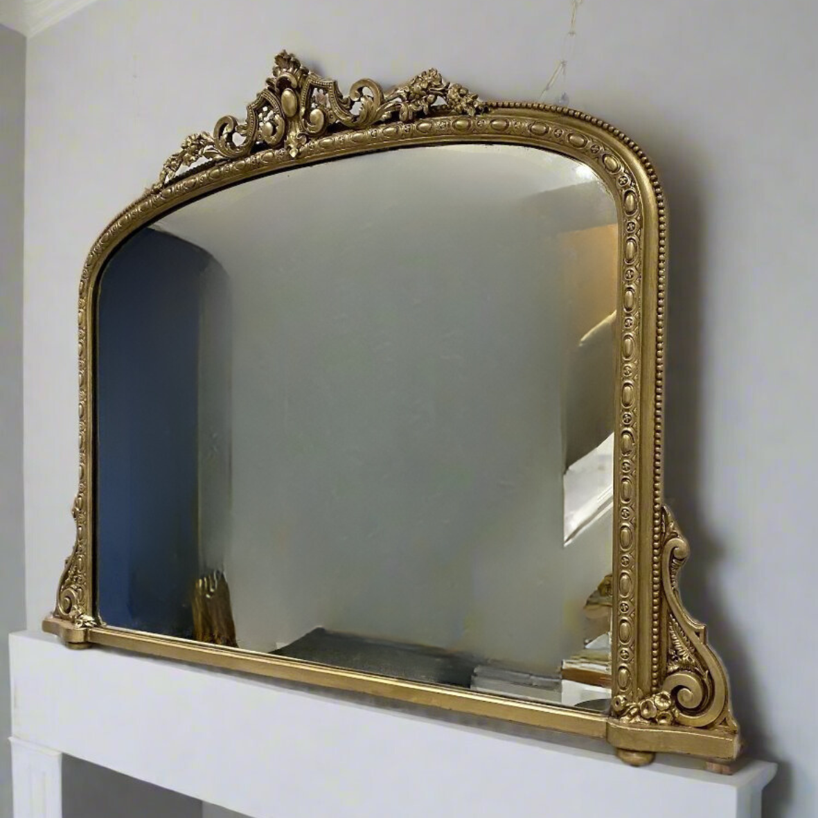 curved top victorian overmantle mirror