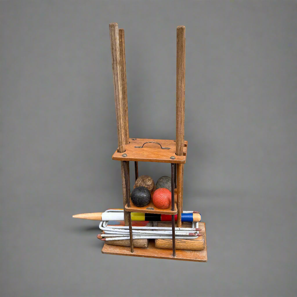 Country house upright croquet set on stand by Jaques & Son of London circa 1930