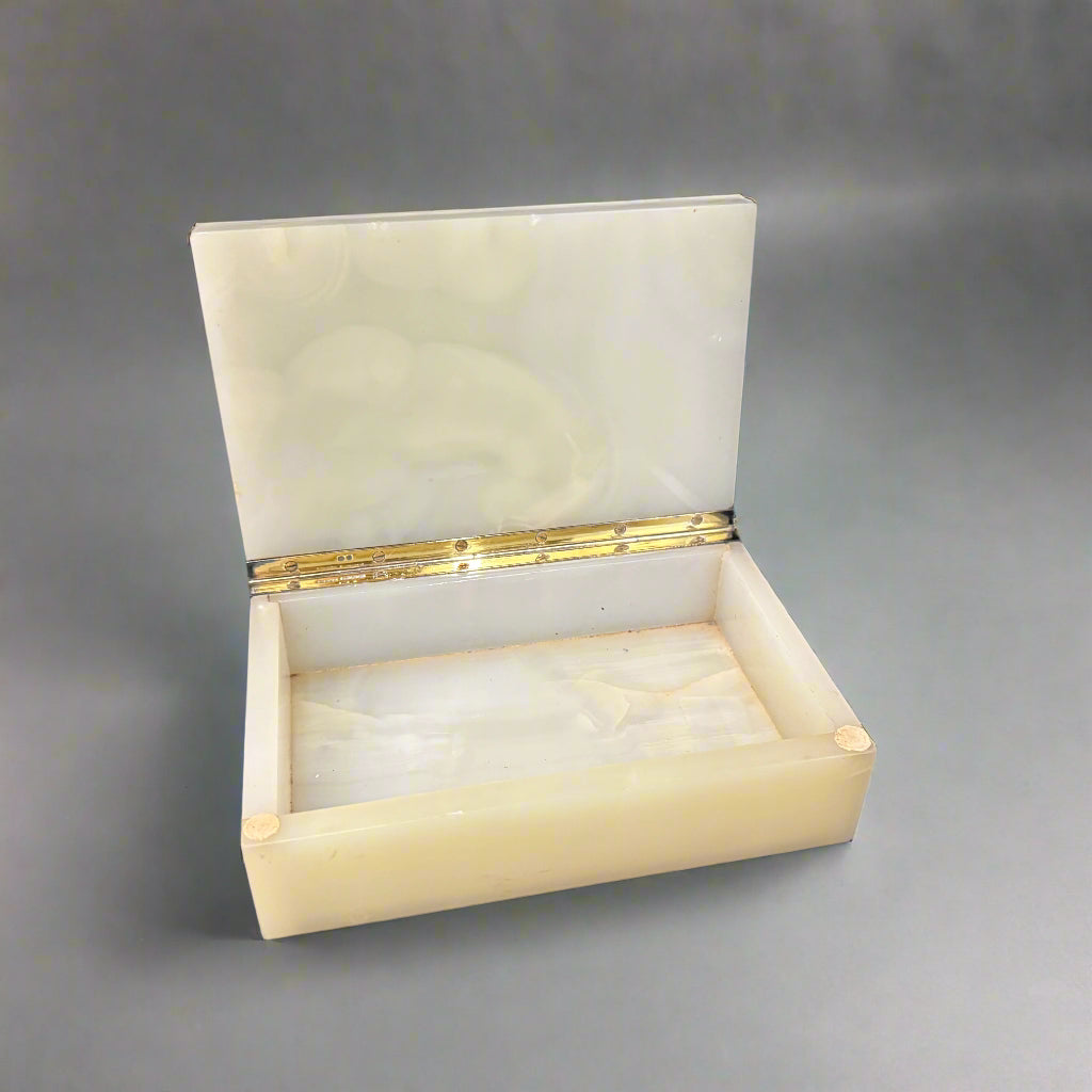 Art Deco onyx box with sterling silver hinge