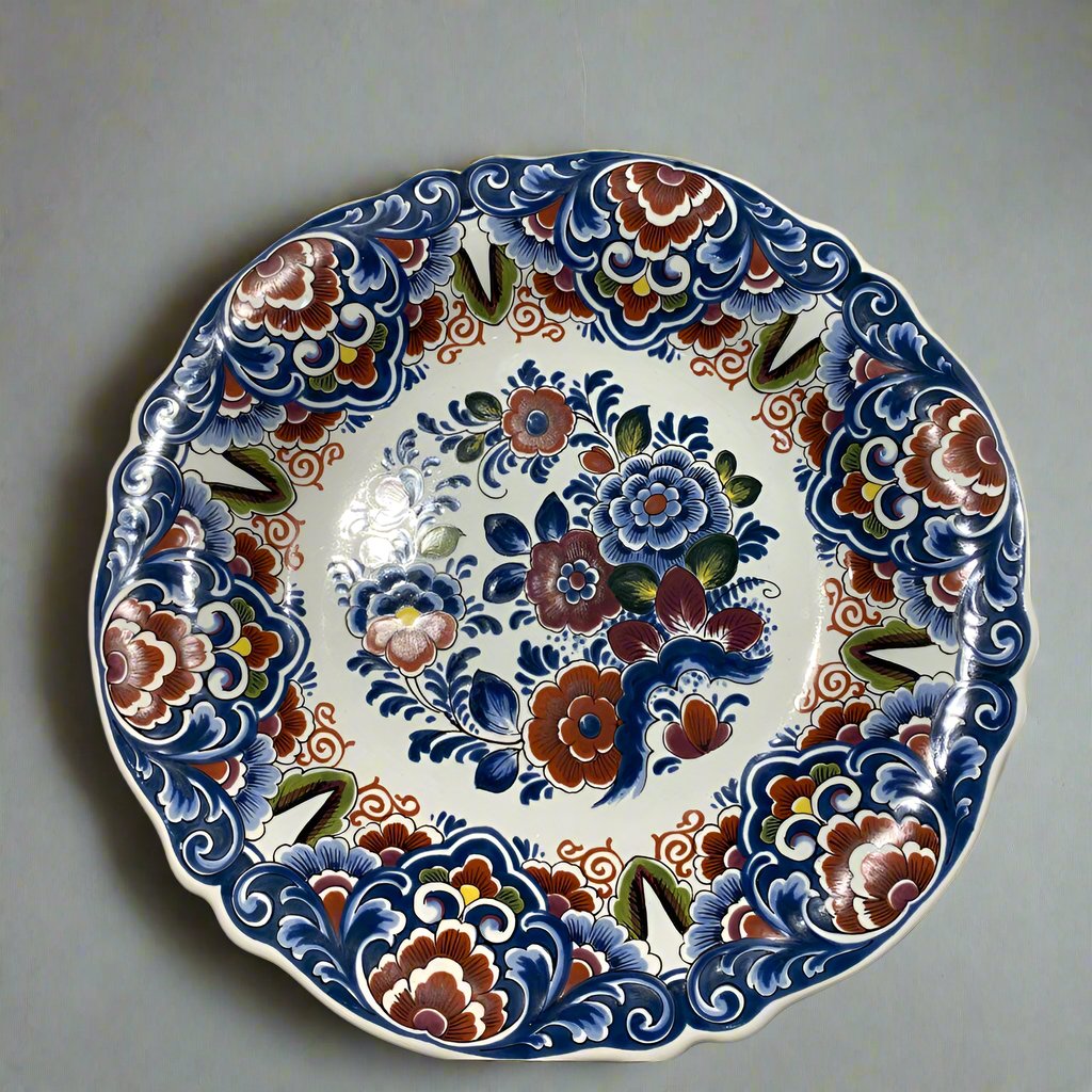 delft red blue white plate