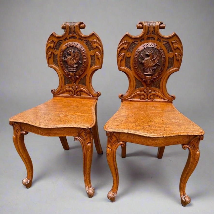 english oak hall chairs